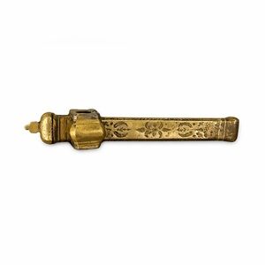 Antique Victorian Brass Inkwell Desk Set Pen Rest 19th C European Dark Academia